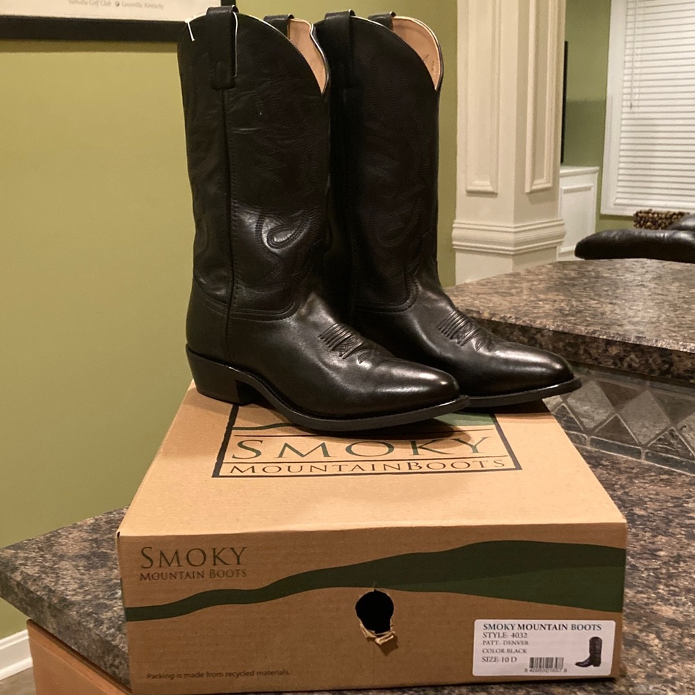 Smoky Mountain Black Leather Men's Western Boots